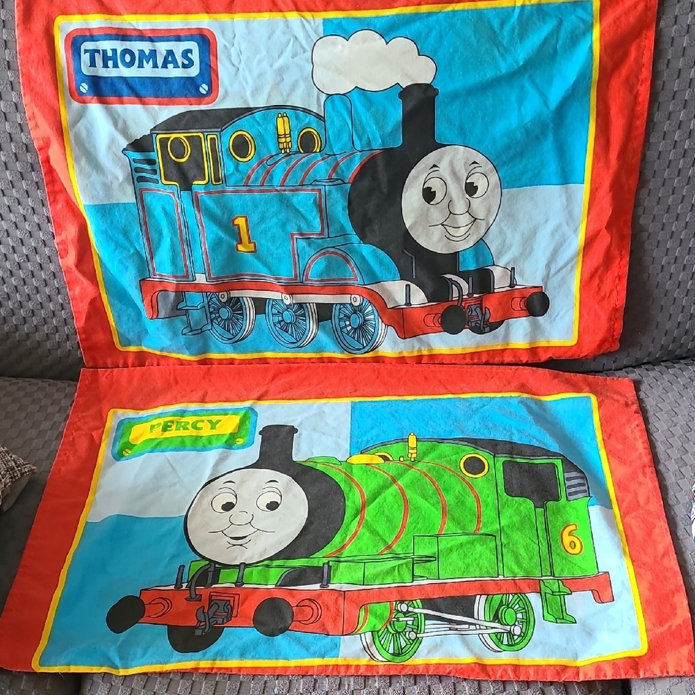 Thomas & Friends Percy Thomas 2 Sided Vintage Train Pillowcase Sham Set